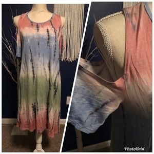Cold Shoulder Boutique Tie Dye Mini Dress